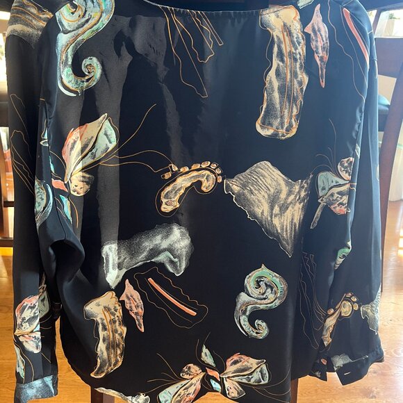 New Fast Vintage Silk Blouse Quarter Lenght Abstract Floral EU 42 - Picture 7 of 7